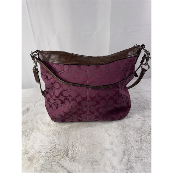 Vintage Coach Hobo Bag Pink/magenta Canvas W/ Leather Trim - Picture 4 of 7